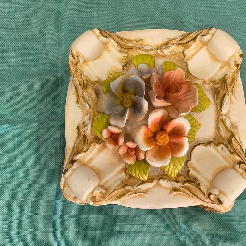 Vintage Floral Ceramic Trinket Dish
